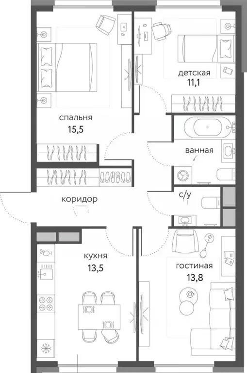 3-к кв. Москва Тагильская ул., 2к1 (72.0 м) - Фото 2