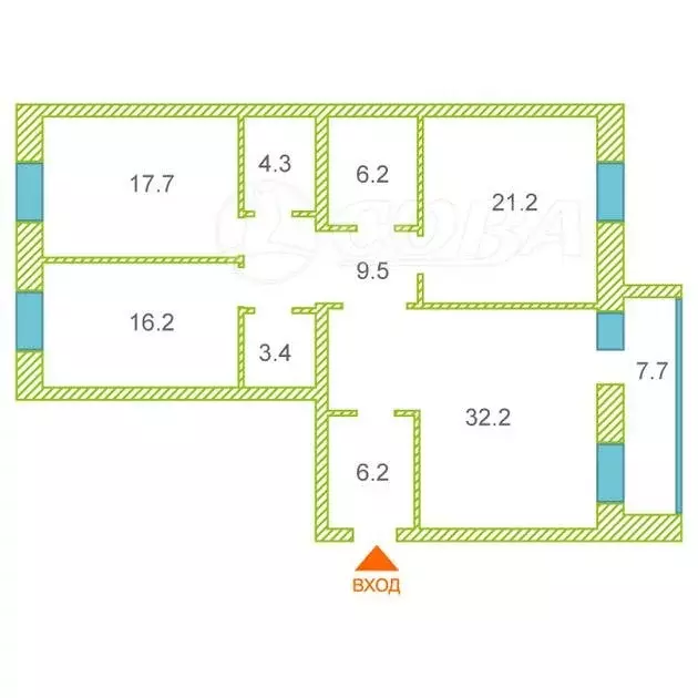 3-комнатная квартира: Тюмень, улица Раушана Абдуллина, 9 (117 м) - Фото 1