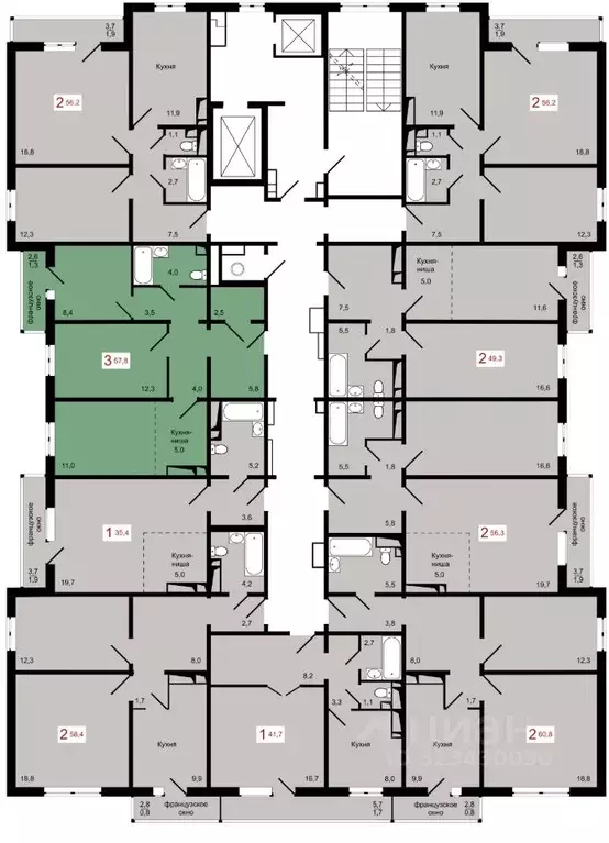 3-к кв. Красноярский край, Красноярск Прибойная ул., 37с12 (57.8 м) - Фото 1