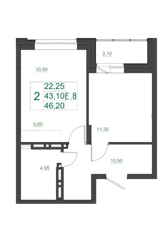 2-к кв. Красноярский край, Красноярск Мясокомбинат мкр, 1 (46.7 м) - Фото 1