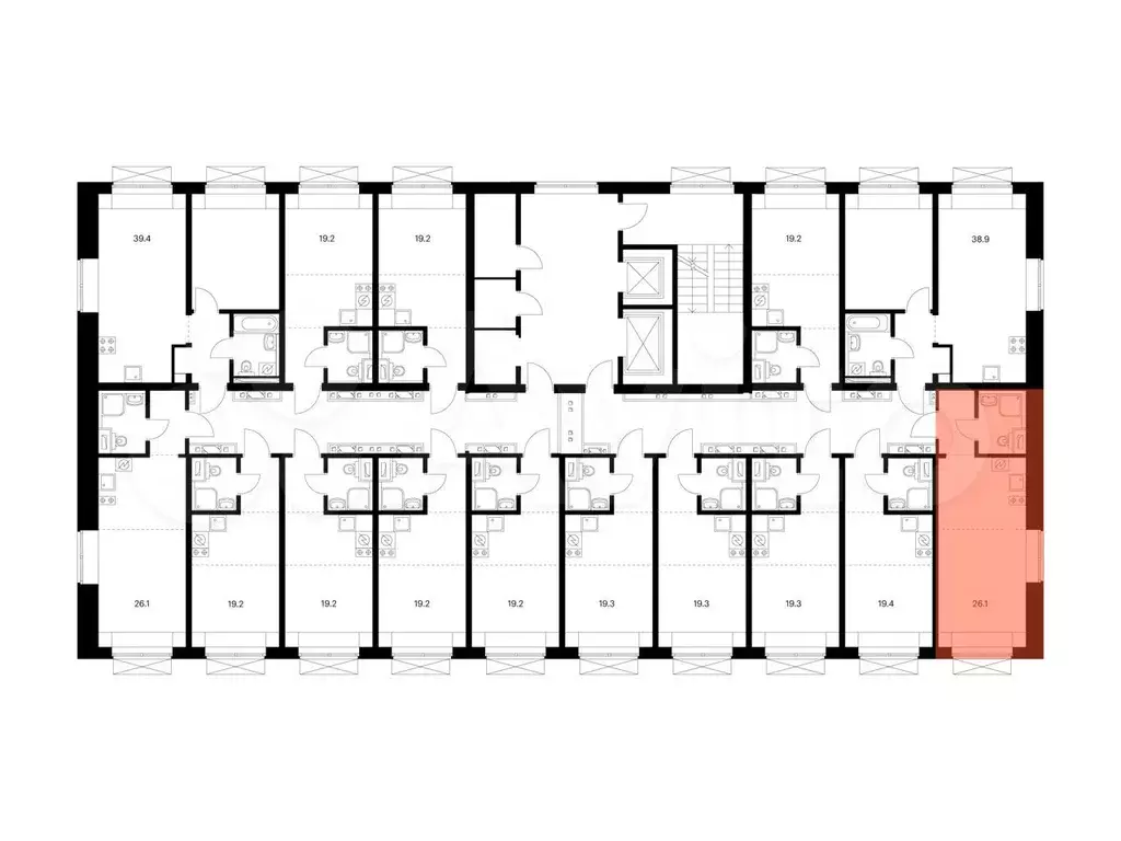 Квартира-студия, 26,1 м, 9/9 эт. - Фото 1