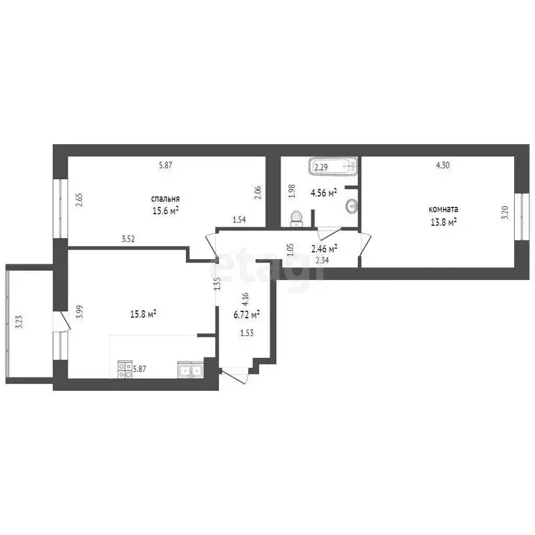 2-комнатная квартира: Омск, улица Красный Путь, 101к4 (62 м) - Фото 1