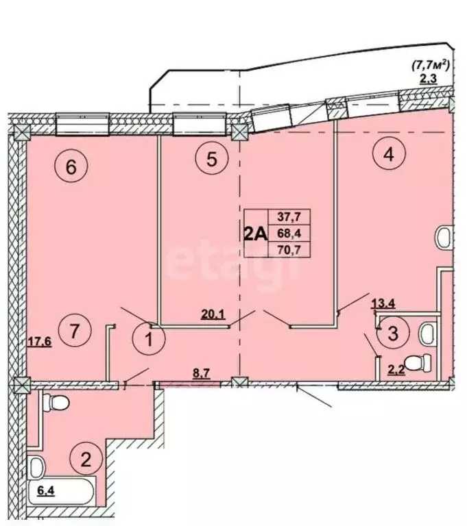 2-комнатная квартира: Абакан, улица Кирова, 185к3 (70.7 м) - Фото 0