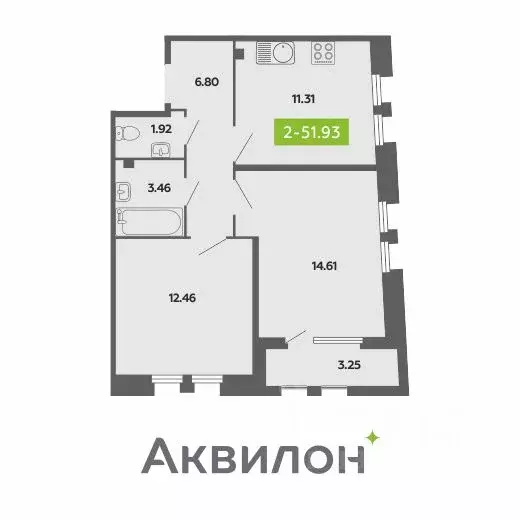 2-к кв. Архангельская область, Архангельск Поморская ул. (51.93 м) - Фото 0