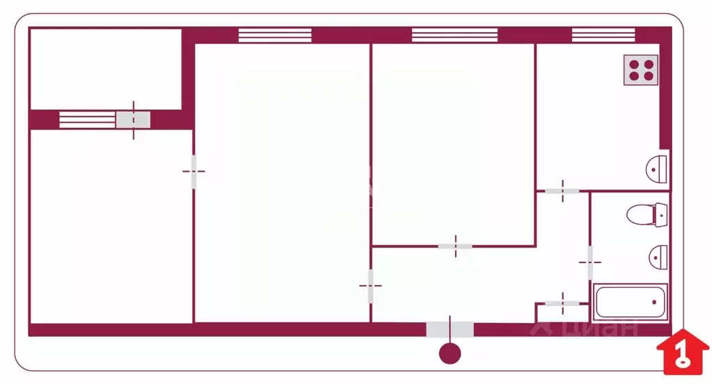 3-к кв. Омская область, Омск Волочаевская ул., 17 (55.7 м) - Фото 2