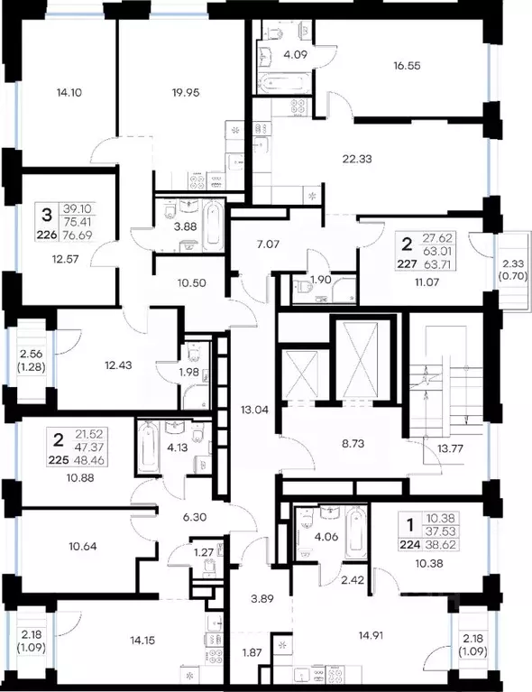 2-к кв. Мурманская область, Мурманск Долина Уюта тер.,  (63.71 м) - Фото 2