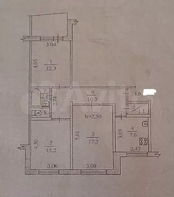 3-к. квартира, 66 м, 5/9 эт. - Фото 0