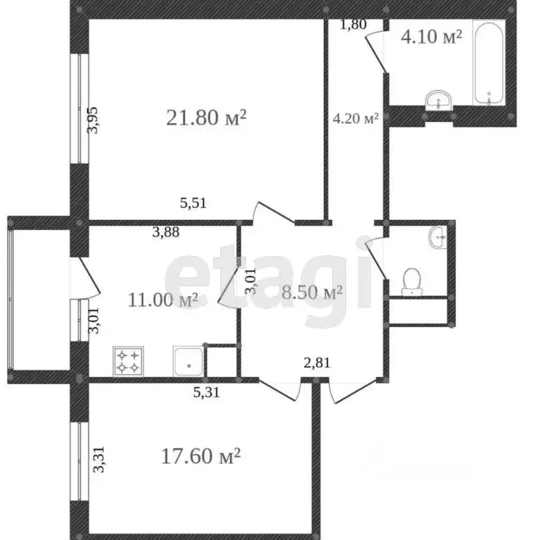 2-к кв. Ямало-Ненецкий АО, Новый Уренгой Оптимистов мкр, 4/2 (68.5 м) - Фото 1