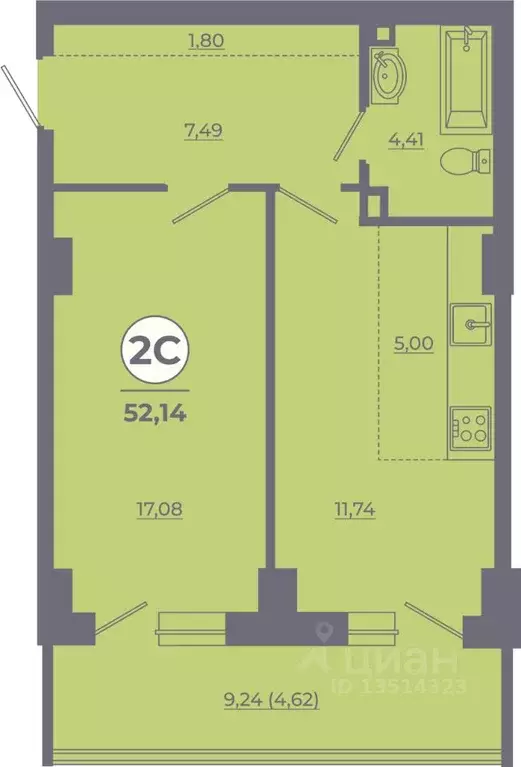 2-к кв. Ростовская область, Ростов-на-Дону Левенцовский мкр, ... - Фото 1
