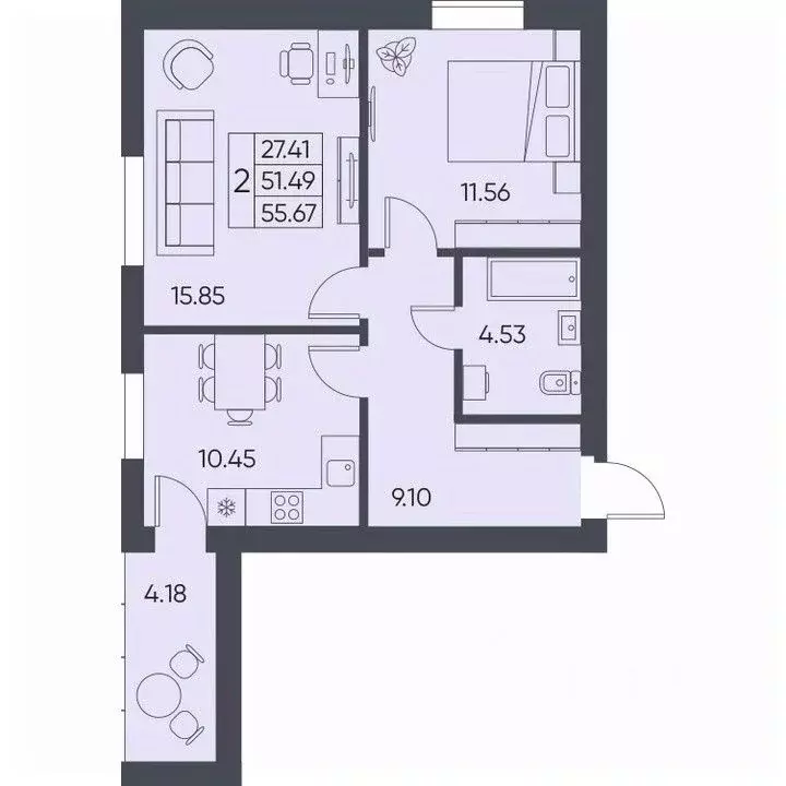 2-к кв. Саратовская область, Татищево рп  (55.67 м) - Фото 0