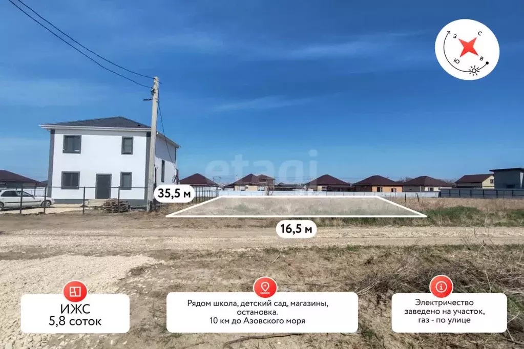 Участок в Краснодарский край, Темрюк Веселая ул. (5.83 сот.) - Фото 0