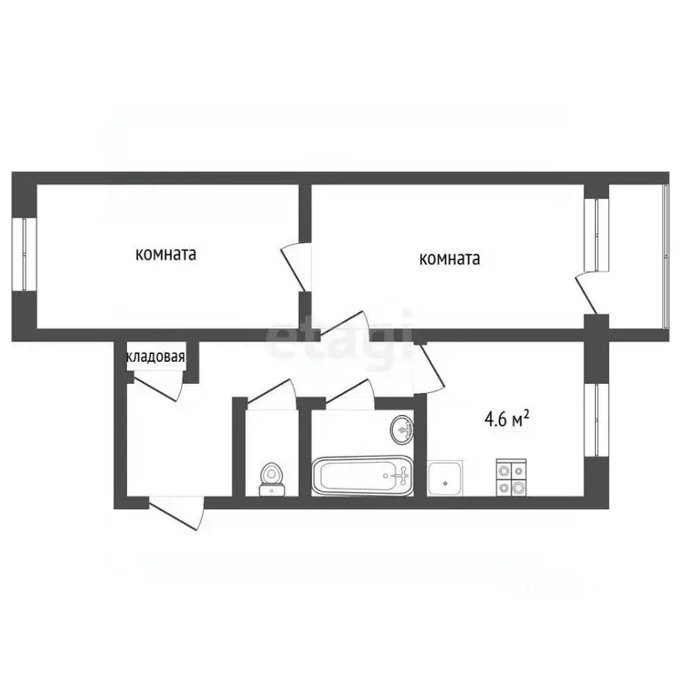 2-к кв. Забайкальский край, Чита ул. Красной Звезды, 14 (43.8 м) - Фото 2