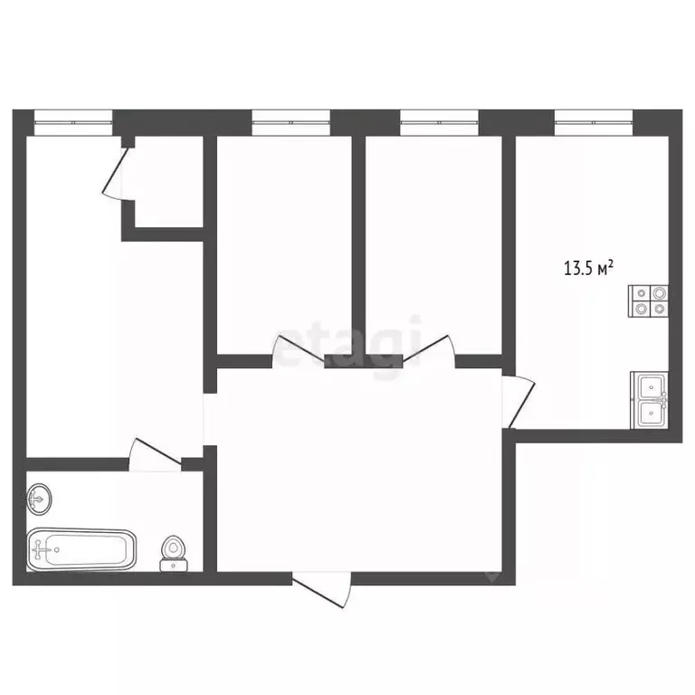 3-к кв. Ростовская область, Ростов-на-Дону Северный мкр, бул. ... - Фото 2