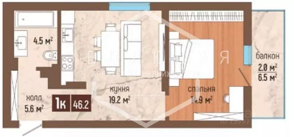 1-к кв. Калининградская область, Светлогорск Дачная ул., 6к1 (44.2 м) - Фото 1
