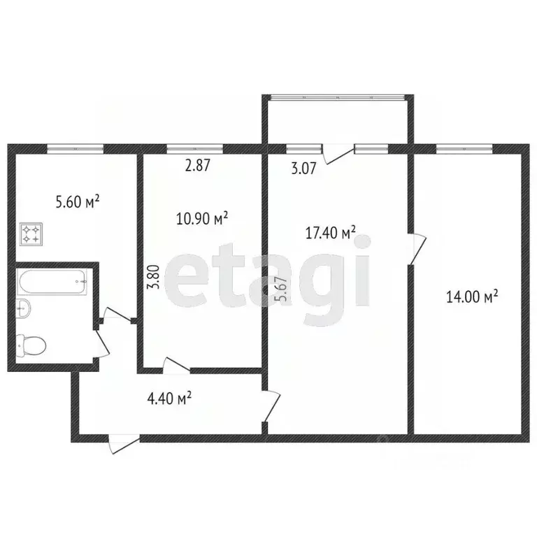 3-к кв. Тюменская область, Тюмень Фабричная ул., 17 (57.1 м) - Фото 0