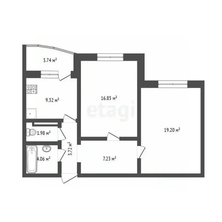 2-к кв. Тюменская область, Тюмень ул. Николая Семенова, 33 (67.7 м) - Фото 2