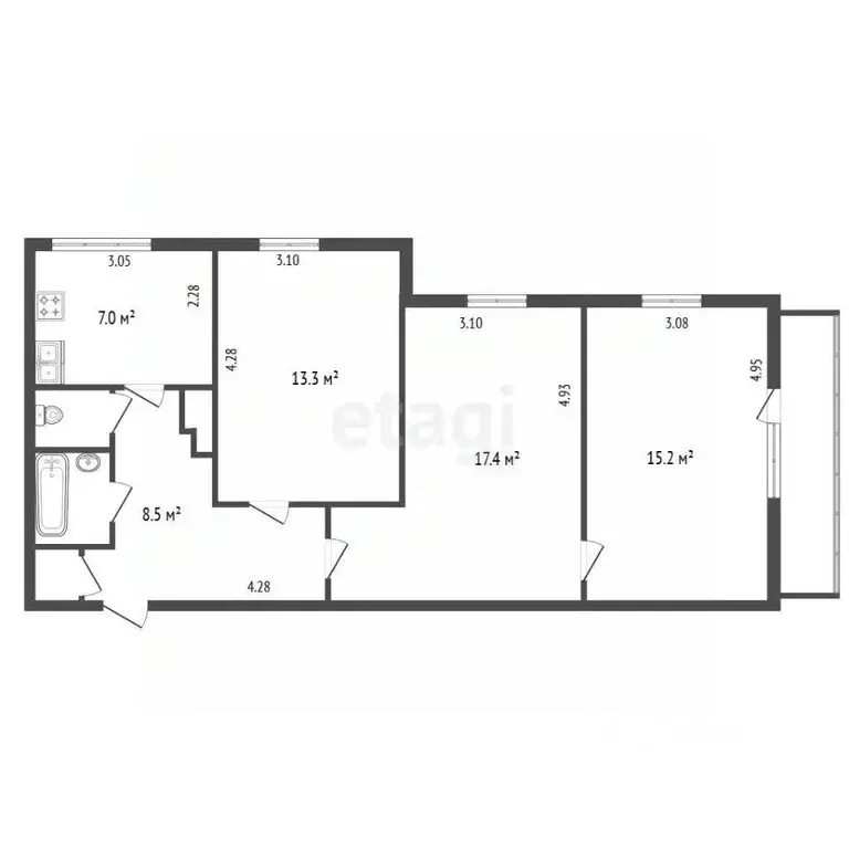 3-к кв. Ленинградская область, Тосненский район, Нурминское с/пос, д. ... - Фото 1