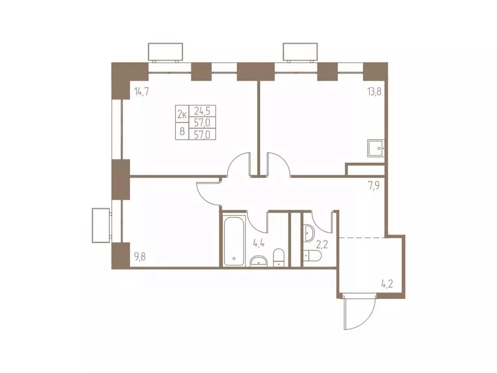 2-к кв. Московская область, Пушкино Фабрикант жилой комплекс, 1 (57.0 ... - Фото 1