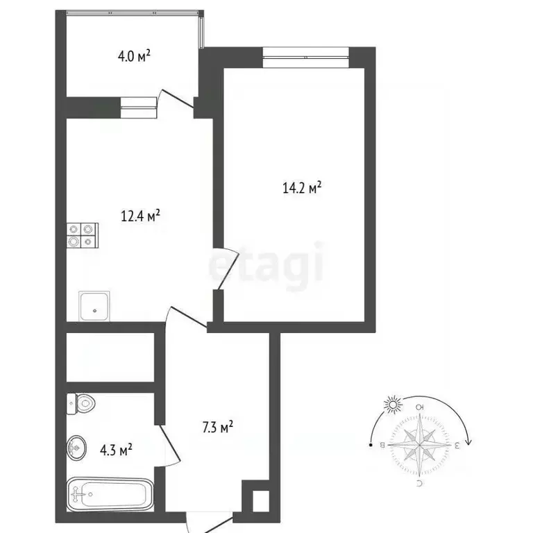 1-к кв. Тюменская область, Тюмень ул. Мельникайте, 2к19 (37.4 м) - Фото 1