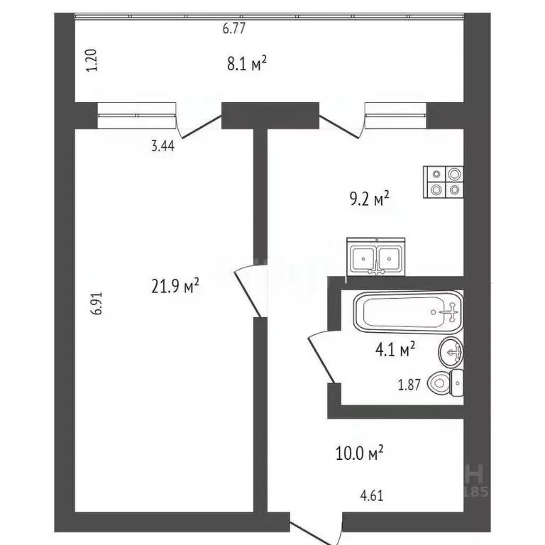 1-к кв. Самарская область, Самара пер. Тургенева, 7 (53.0 м) - Фото 2