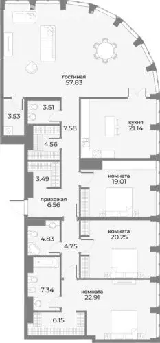4-комнатная квартира: Москва, Дружинниковская улица, 15А (198 м) - Фото 1