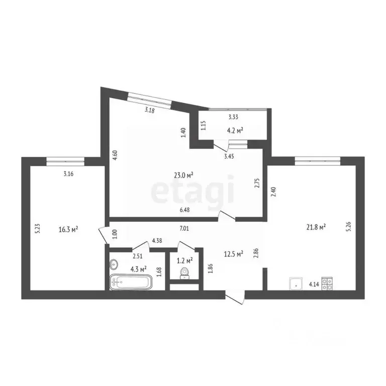 2-к кв. Тюменская область, Тюмень Харьковская ул., 64 (79.2 м) - Фото 0