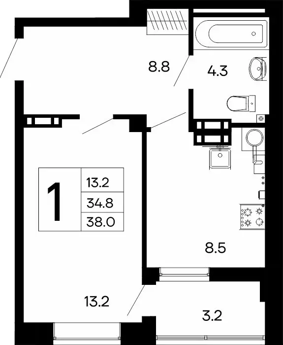 1-комнатная квартира: Феодосия, Симферопольское шоссе, 48к1 (38 м) - Фото 0