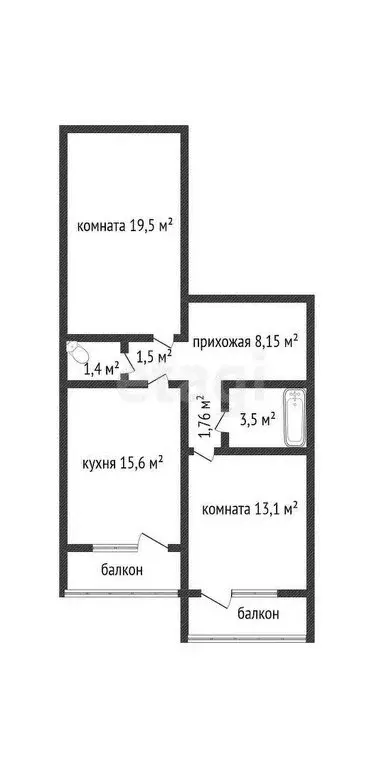 2-комнатная квартира: Краснодар, улица имени 75-летия Победы, 26/1 ... - Фото 0