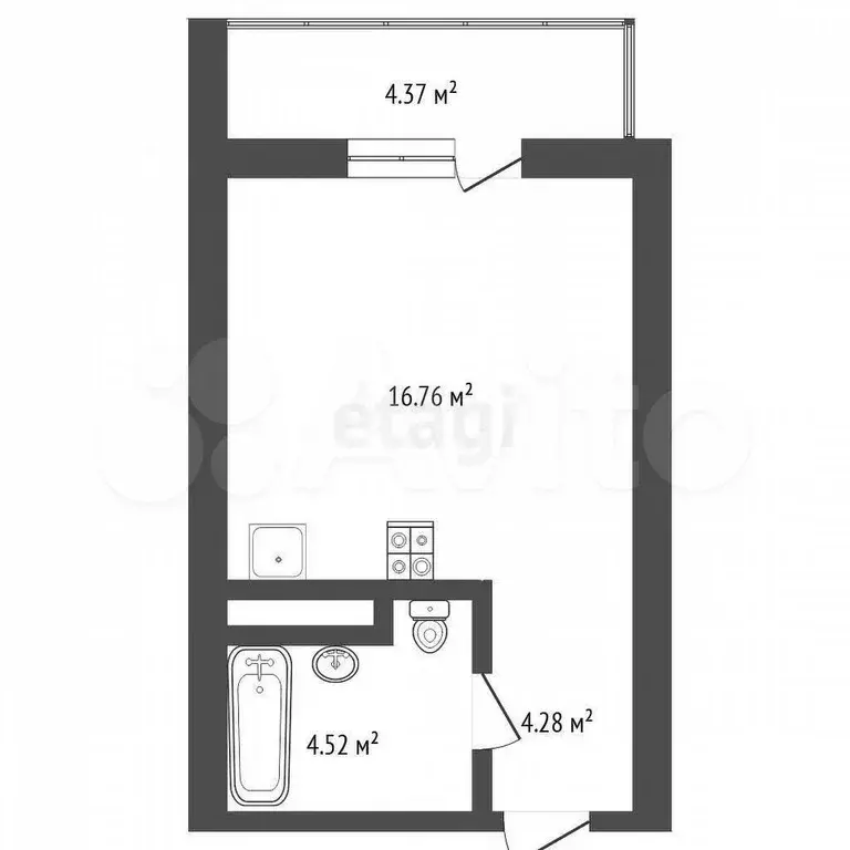 Квартира-студия, 25,2 м, 9/17 эт. - Фото 0