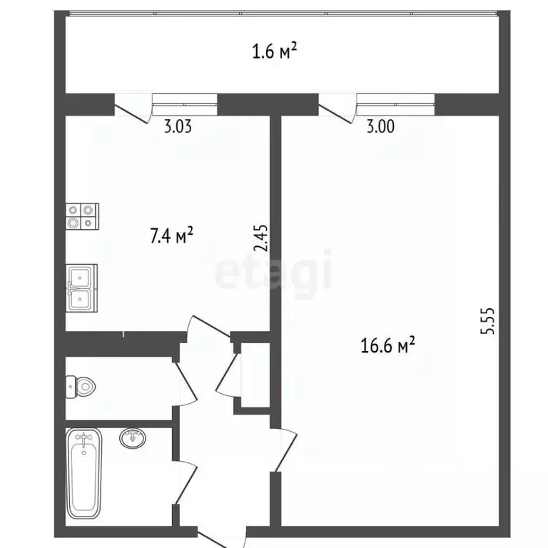 1-к кв. Псковская область, Печоры Вокзальная ул., 14 (32.0 м) - Фото 2