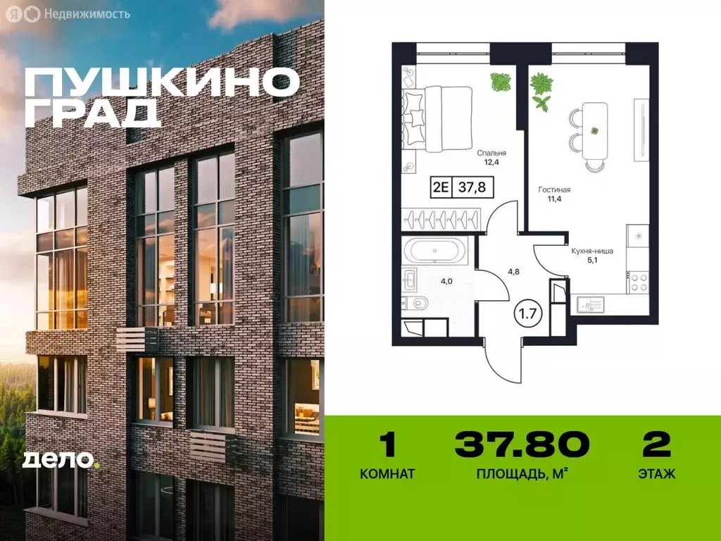 1-комнатная квартира: Московская область, Пушкино, ЖК Пушкино Град ... - Фото 0