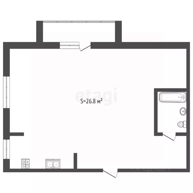 Студия Татарстан, Набережные Челны 65-й комплекс, 7 (26.8 м) - Фото 2
