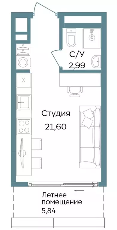 Студия Крым, Саки ул. Морская (30.43 м) - Фото 0