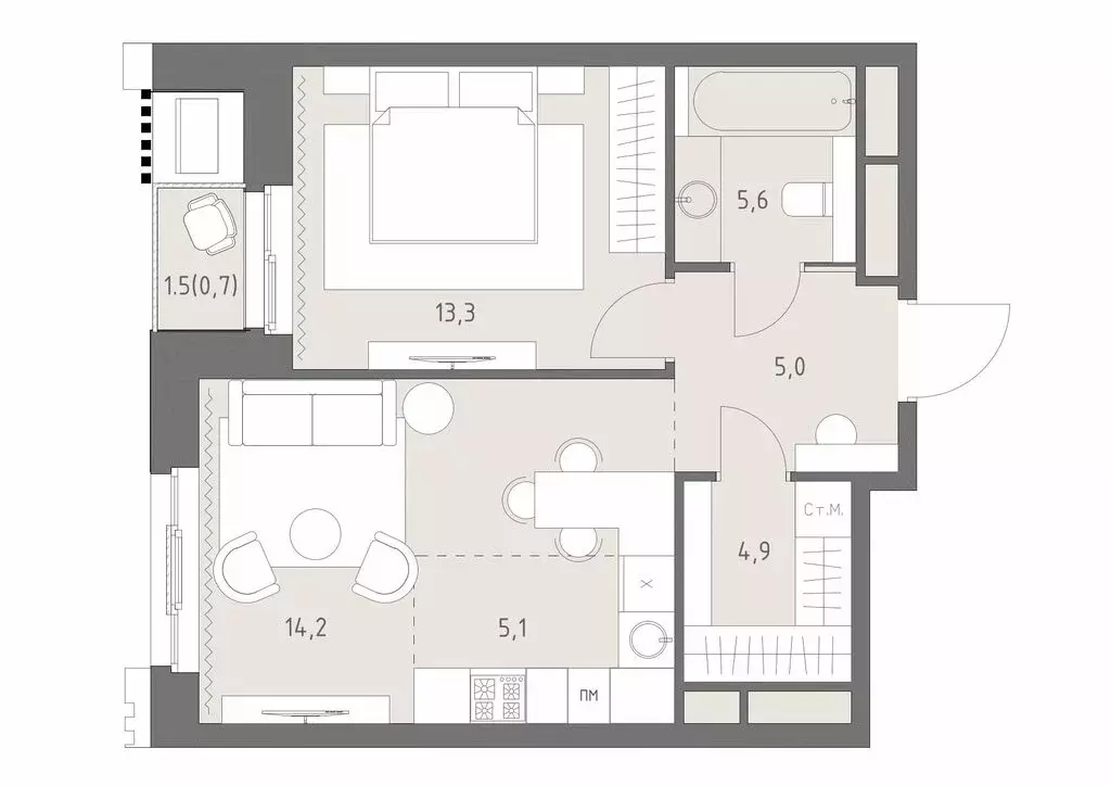 2-комнатная квартира: Москва, ЖК Родина Парк, к1 (48.8 м) - Фото 0