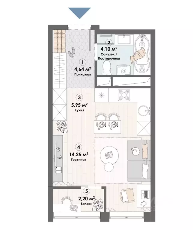 Студия Московская область, Пушкино Надсоновский туп. (31.14 м) - Фото 1