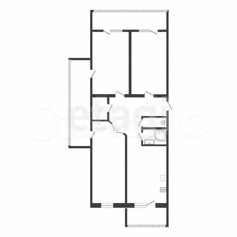 3-к. квартира, 76,4 м, 4/7 эт. - Фото 0