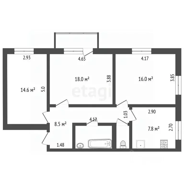 3-к кв. Москва ул. Маршала Неделина, 34К2 (70.7 м) - Фото 2