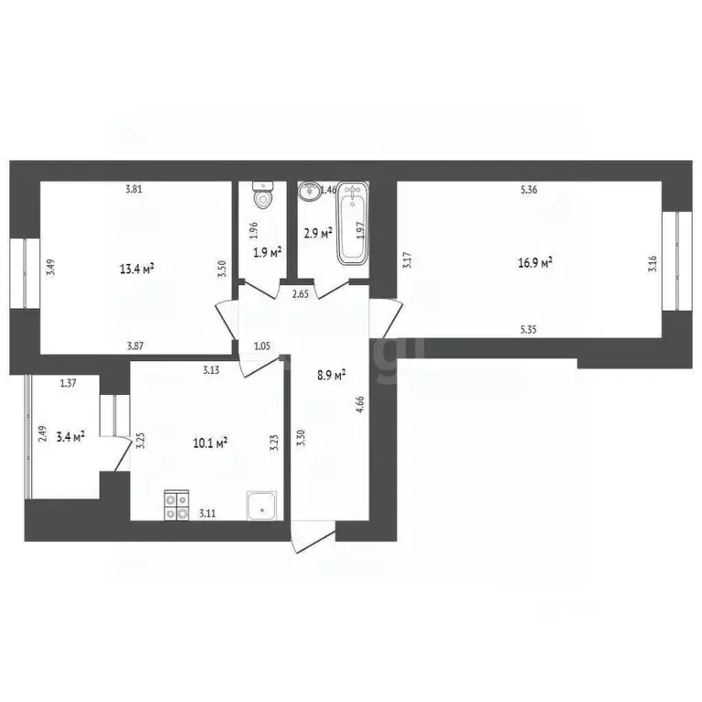 2-к кв. Башкортостан, Стерлитамак ул. Машиностроителей, 64 (54.1 м) - Фото 2