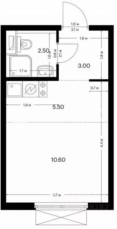 Студия Москва Большая Академическая ул., 85к2 (21.7 м) - Фото 1