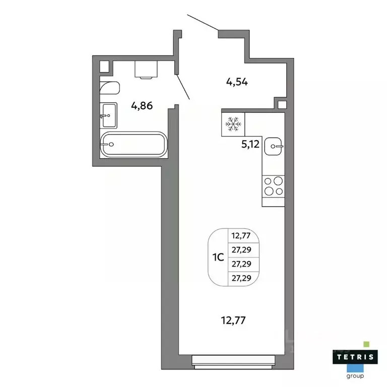 Студия Свердловская область, Екатеринбург Уралмаш жилрайон,  (27.29 м) - Фото 0