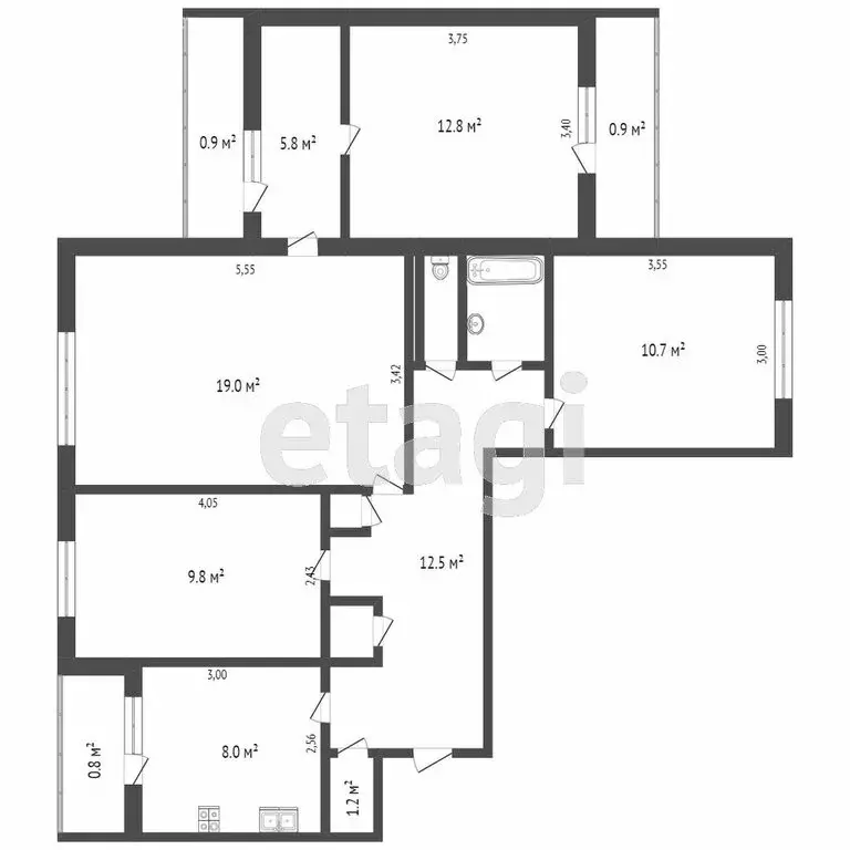 4-комнатная квартира: Тверь, улица Виноградова, 10 (89.3 м) - Фото 0