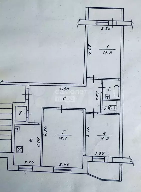3-к. квартира, 65 м, 7/9 эт. - Фото 0
