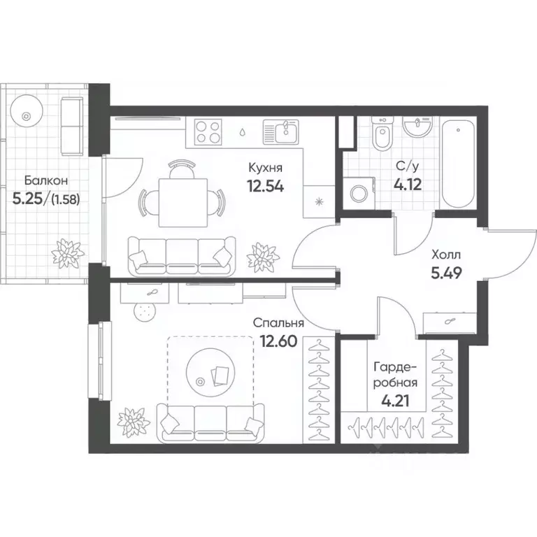 1-к кв. Татарстан, Казань Квартал Сюита жилой комплекс (40.54 м) - Фото 1