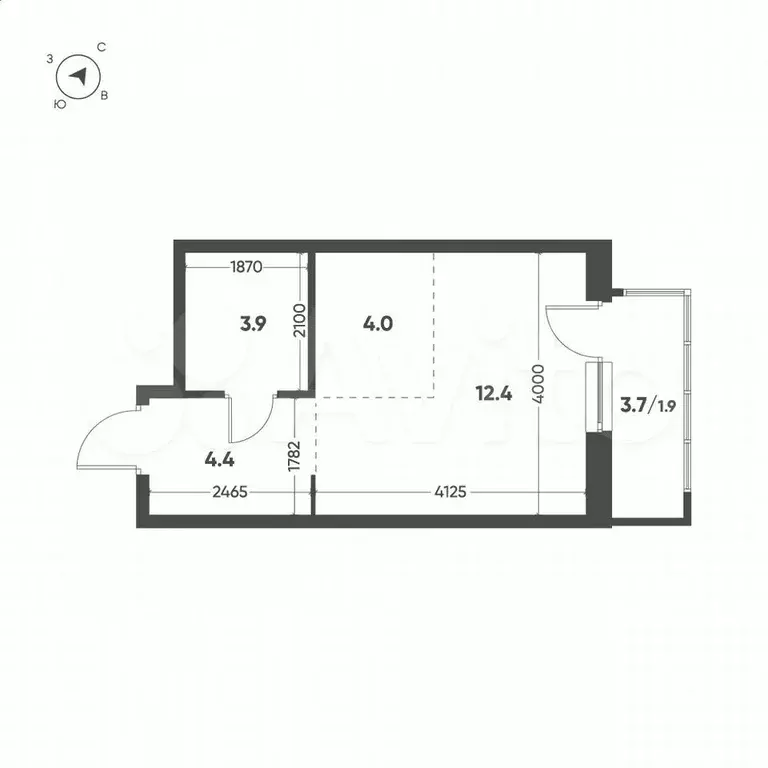 Квартира-студия, 26,6 м, 10/12 эт. - Фото 1