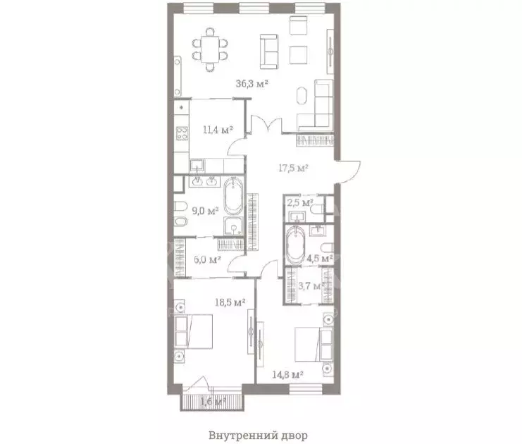 3-комнатная квартира: Москва, улица Большая Полянка, 44 (124.2 м) - Фото 1