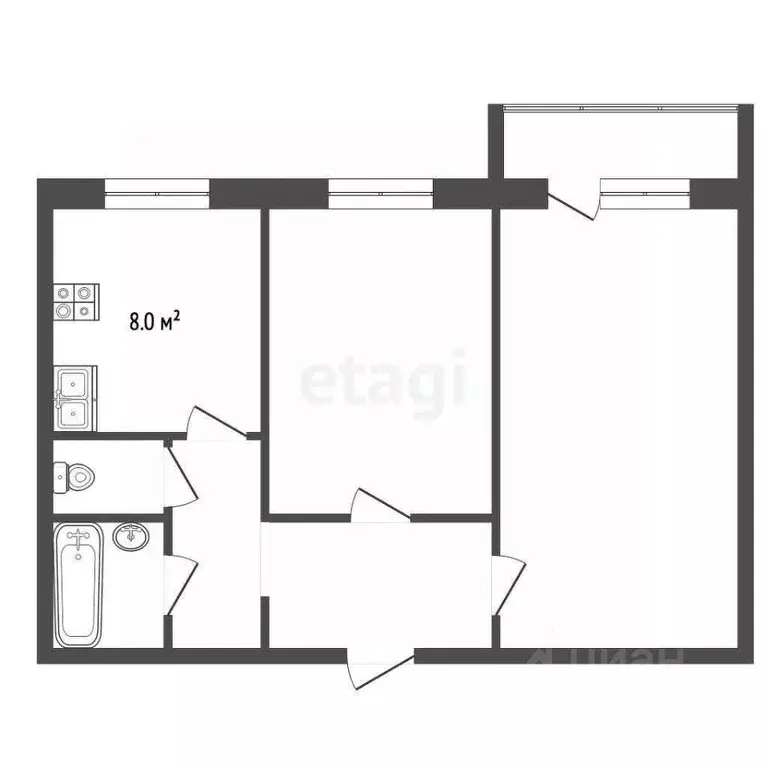 2-к кв. Тамбовская область, Тамбов Магистральная ул., 31 (52.8 м) - Фото 2