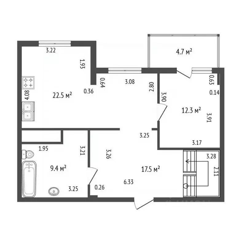 4-к кв. Санкт-Петербург ул. Матроса Железняка, 57 (160.0 м) - Фото 2