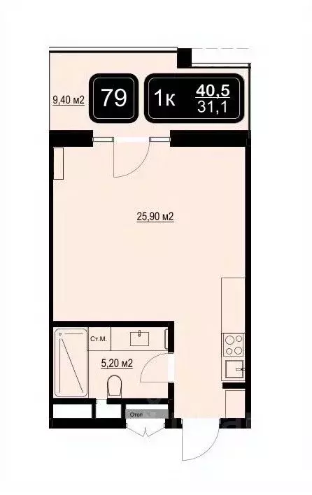 Студия Краснодарский край, Анапа Пионерский просп. (40.5 м) - Фото 1