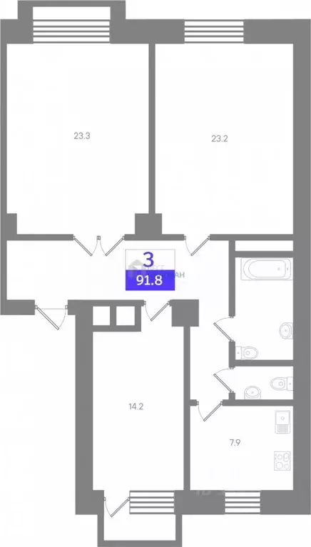 3-к кв. Москва Новинский бул., 12 (91.8 м) - Фото 1