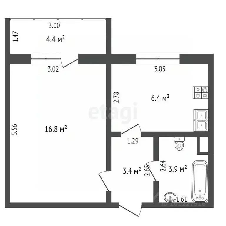 1-к кв. Ханты-Мансийский АО, Нягань Интернациональная ул., 135 (32.5 ... - Фото 1